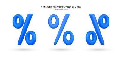 illustration vectorielle de signe de pourcentage 3d réaliste vecteur