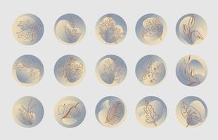 ensemble de couvertures rondes en surbrillance avec des formes abstraites et des plantes vecteur