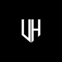 création de logo de lettre uh avec fond noir dans l'illustrateur. logo vectoriel, dessins de calligraphie pour logo, affiche, invitation, etc. vecteur