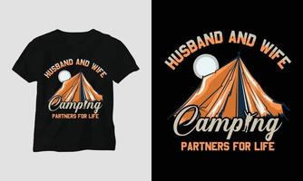 mari et femme partenaires de camping pour la vie - conception de t-shirts de camping vecteur