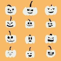 mettre la citrouille sur fond blanc. citrouille avec sourire pour votre conception pour les vacances d'halloween. illustration vectorielle. vecteur