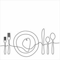 dessin au trait continu de logo de cuisine vecteur