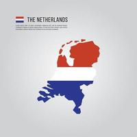 carte des pays-bas avec drapeau vecteur