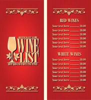 meilleurs vins fins rouges et blancs. menu long de la carte des vins millésimés. fond rouge vecteur