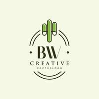 bw lettre initiale cactus vert logo vecteur