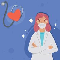 femme médecin professionnel cardiologie vecteur