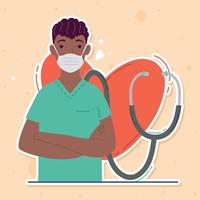 médecin professionnel cardiologie afro vecteur