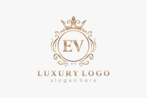 modèle initial de logo de luxe royal de lettre ev dans l'art vectoriel pour le restaurant, la royauté, la boutique, le café, l'hôtel, l'héraldique, les bijoux, la mode et d'autres illustrations vectorielles.