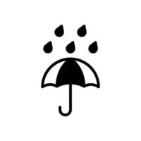icône parapluie, boîte fragile et symbole vectoriel d'avertissement à l'écart de l'eau. colis colis logistique et livraison expédition, parapluie et signe de gouttes de pluie