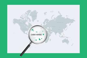 carte du cap vert carte du monde politique avec loupe vecteur