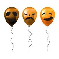 ensemble de ballons orange halloween avec des visages effrayants et drôles vecteur