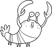 dessin au trait de homard de dessin animé vecteur