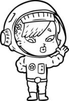 femme astronaute de dessin animé vecteur