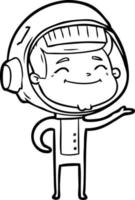 heureux, dessin animé, astronaute vecteur