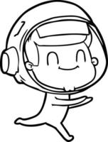 heureux, dessin animé, astronaute, homme vecteur