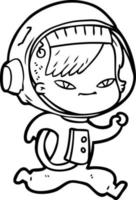 femme astronaute de dessin animé vecteur