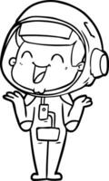 heureux, dessin animé, astronaute vecteur