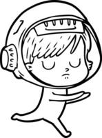 femme astronaute de dessin animé vecteur