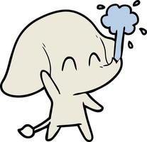 éléphant de dessin animé mignon jaillissant de l'eau vecteur