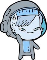 femme astronaute de dessin animé vecteur