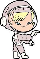 femme astronaute de dessin animé vecteur