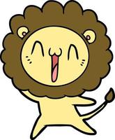 heureux, dessin animé, lion vecteur