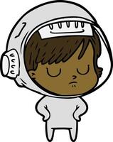 femme astronaute de dessin animé vecteur