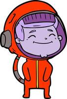 heureux, dessin animé, astronaute vecteur