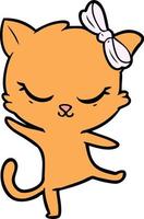 chat de dessin animé mignon avec un arc vecteur