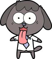 chien de dessin animé mignon portant une chemise de bureau vecteur