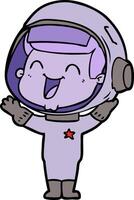 heureux, dessin animé, astronaute vecteur