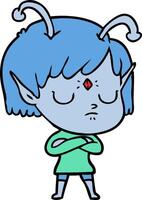 fille extraterrestre de dessin animé vecteur