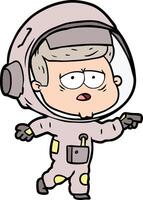 astronaute fatigué de dessin animé vecteur