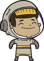 heureux, dessin animé, astronaute vecteur