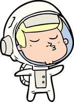 astronaute confiant de dessin animé vecteur