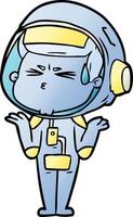 astronaute stressé de dessin animé vecteur