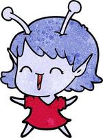 fille extraterrestre de dessin animé en riant vecteur