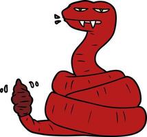 serpent à sonnette en colère de dessin animé vecteur