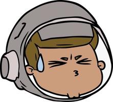 visage d'astronaute stressé de dessin animé vecteur