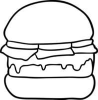 dessin au trait d'un hamburger empilé vecteur