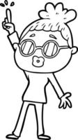 dessin animé danse femme portant des lunettes vecteur