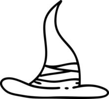 doodle en ligne d'un chapeau de sorcière effrayant vecteur