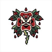 tatouage rose traditionnel vecteur