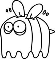 doodle en ligne d'une abeille déguisée en fantôme pour halloween vecteur
