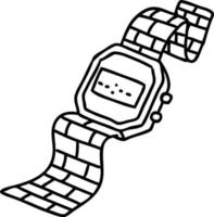 doodle en ligne d'une vieille montre numérique comptant les secondes de la vie vecteur