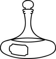 doodle en ligne d'une carafe fantaisie pleine de vin ou peut-être de sang de vampire vecteur