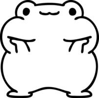 doodle en ligne d'une grenouille mignonne vecteur