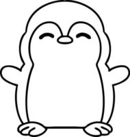 doodle en ligne d'un mignon petit pingouin vecteur