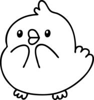 doodle en ligne d'un mignon bébé oiseau à la surprise vecteur