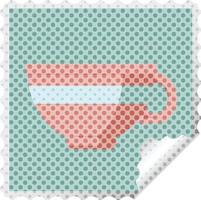 timbre autocollant carré graphique tasse à café vecteur